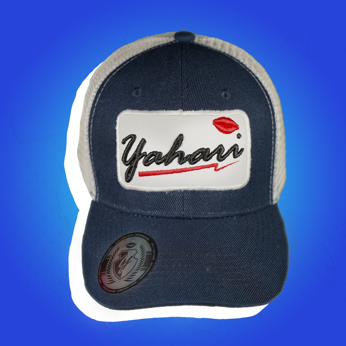 Gorra Azul con Parche de Malla Blanca